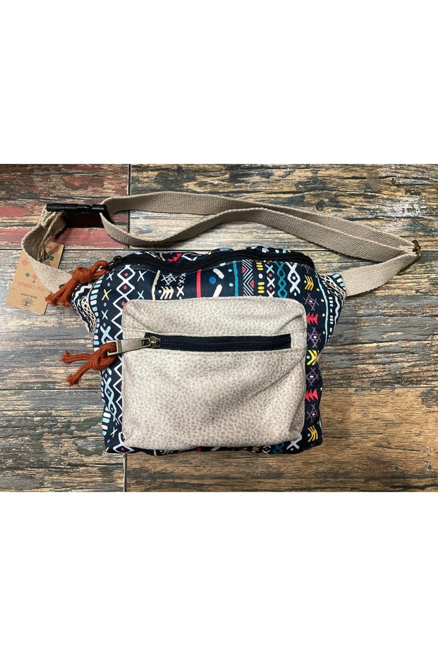 Rez Ethnic Authentic Bohemian Waist Bag Daily Travel Usable Large Volume White Color