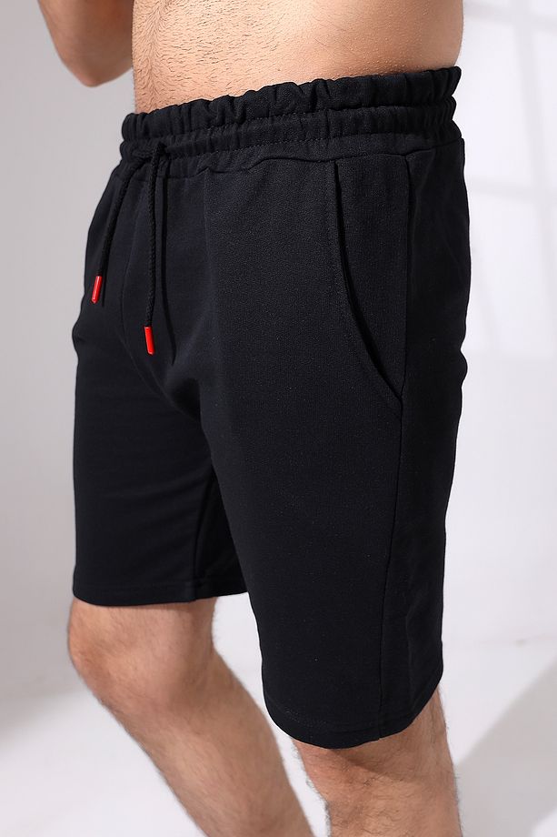 Erkek Regular Fit Siyah Pamuklu Yazlık Şort - 6