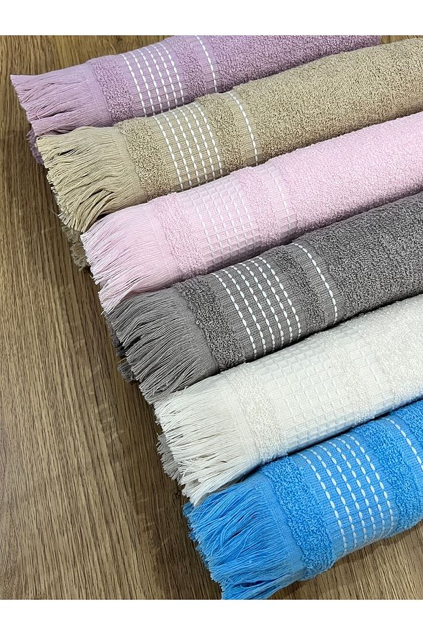 6 Lı 40x80 Cm Jakarlı Sacaklı %100 Pamuk El Ve Yüz Havlu Seti - 5
