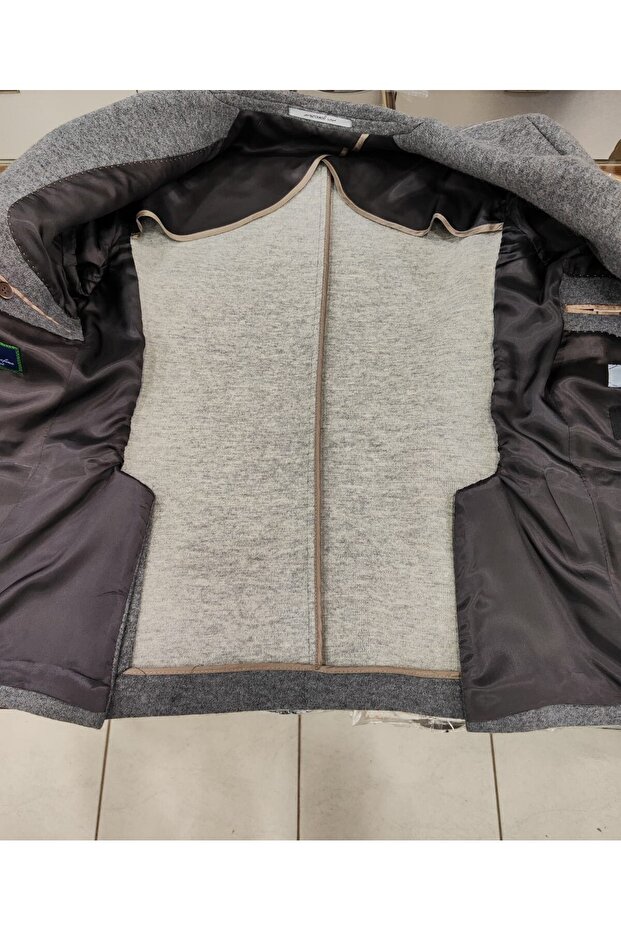 Astarsız Kırçıllı Kaşe Örme Ceket - 3