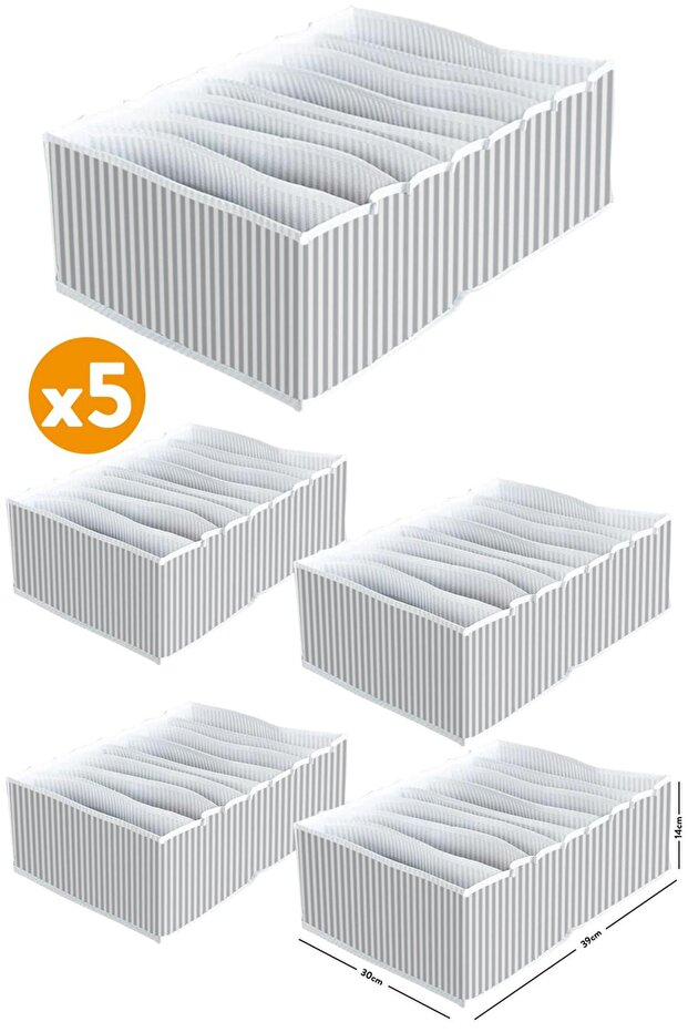 5 Pieces - Xlarge 8-Compartment Drawer Accordion Organizer 30x39x14 Cm