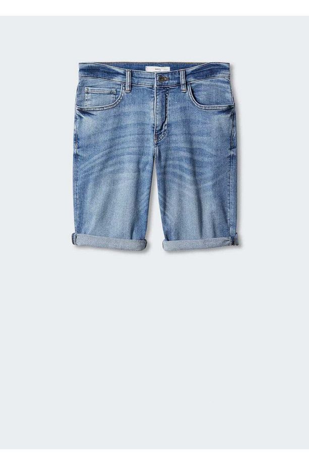 Slim fit kot bermuda şort - 3