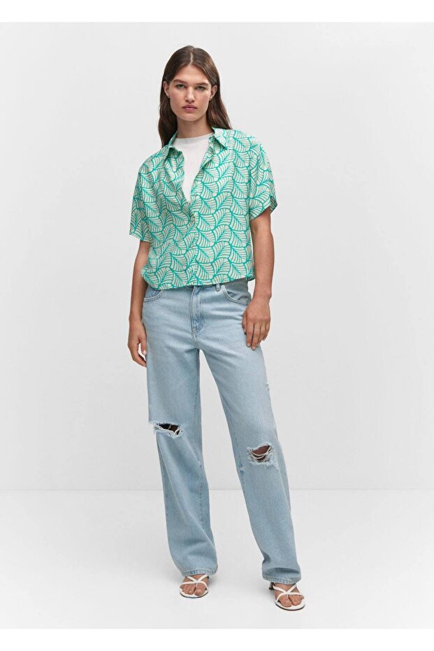 Düğmeli desenli gömlek - 2