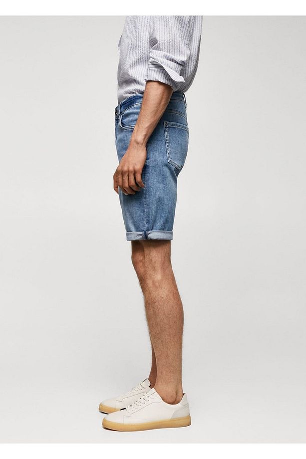 Slim fit kot bermuda şort - 5