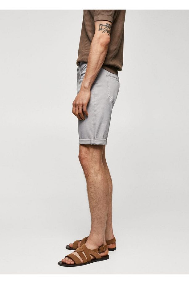 Slim fit kot bermuda şort - 5