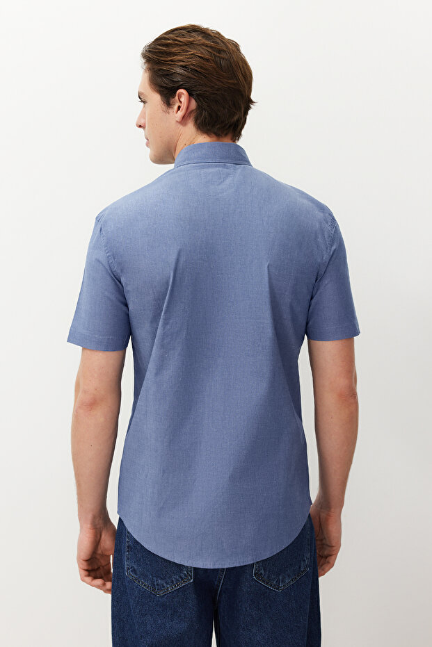 Lacivert Slim Fit Kısa Kollu Gömlek TMNSS24GO00065 - 4
