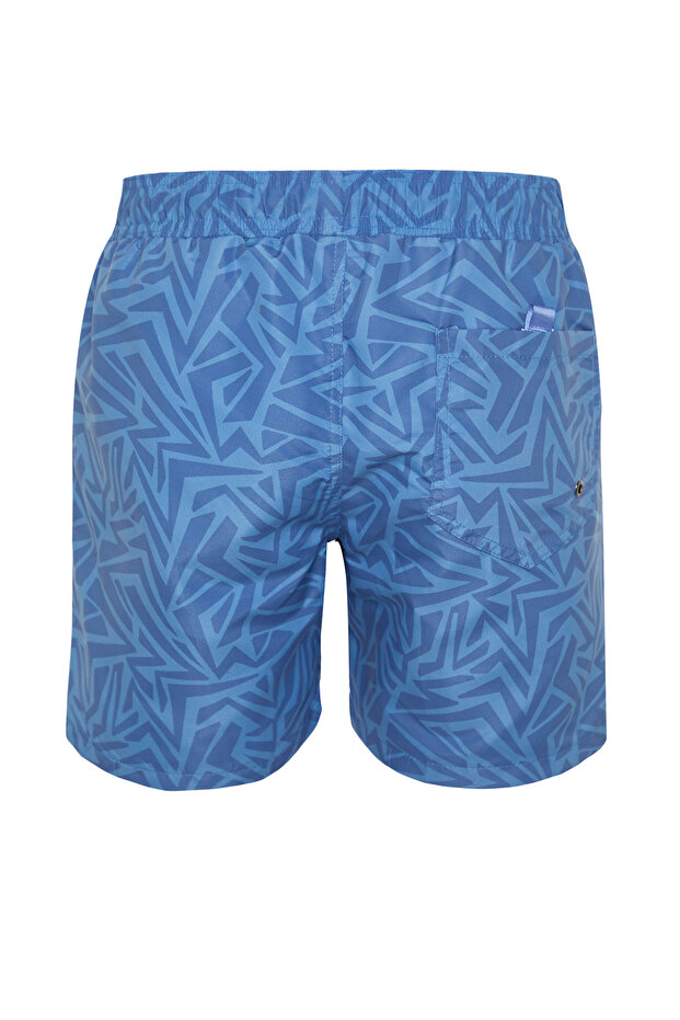 Mavi Standart Boy Geometrik Baskılı Mayo Deniz Şortu TMNSS24DS00007 - 8