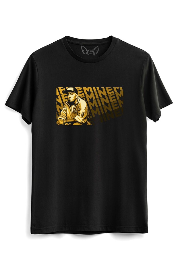 Eminem Illustrated Printed Children's Black T-shirt