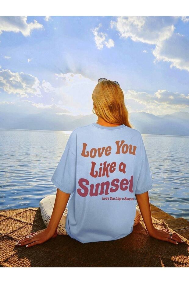 Like a Sunset Printed Women's Oversize T-shirt Casual Boyfirend