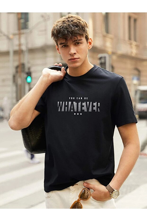 Μαύρο μπλουζάκι Oversize Whatever Printed - 2