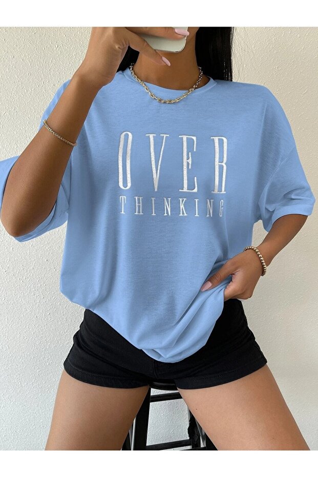 Over Thinking Printed Women's Salas Oversize Salas T-shirt Boyfriend