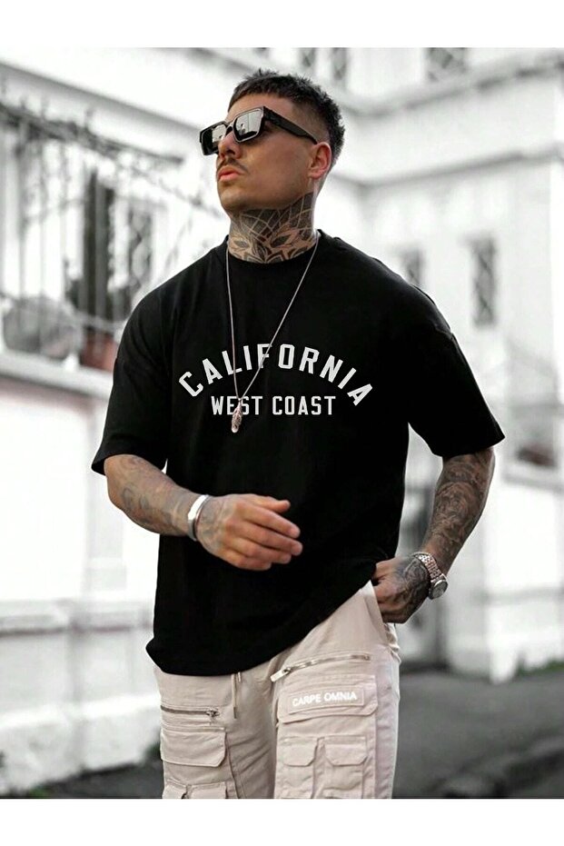 CALIFORNIA Printed Oversize Men's T-shirt Casual Boyfirend