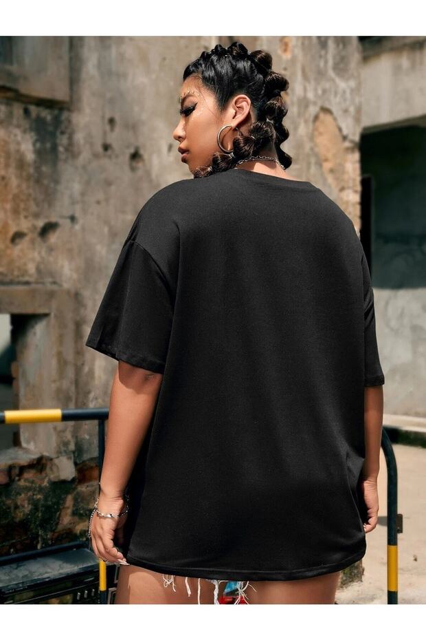 Μαύρο μπλουζάκι Oversize Summer Printed - 2