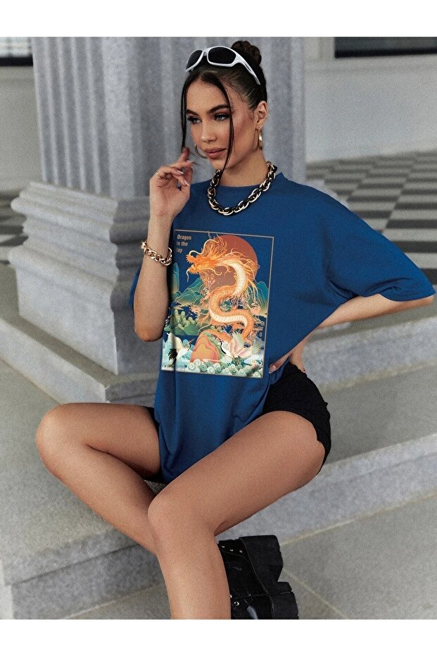 Tricou Saks Oversize Dragon Printed - 4