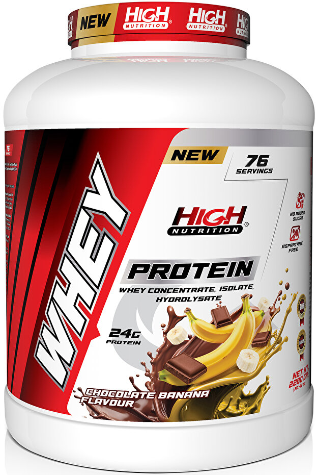 High Nutrition Protein Tozu 2280 Gr Çikolata Muz Aromalı Whey Protein 24 Gram Protein 76 Servis