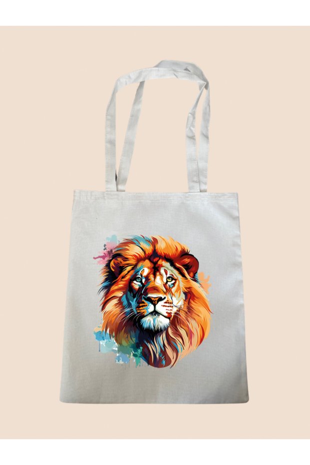 Modern Lion Printed Cloth Bag - Large Size Women's Shoulder Bag