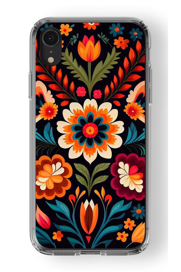 حافظة شفافة مطبوعة بتصميم زهور متوافقة مع هاتف Iphone XR