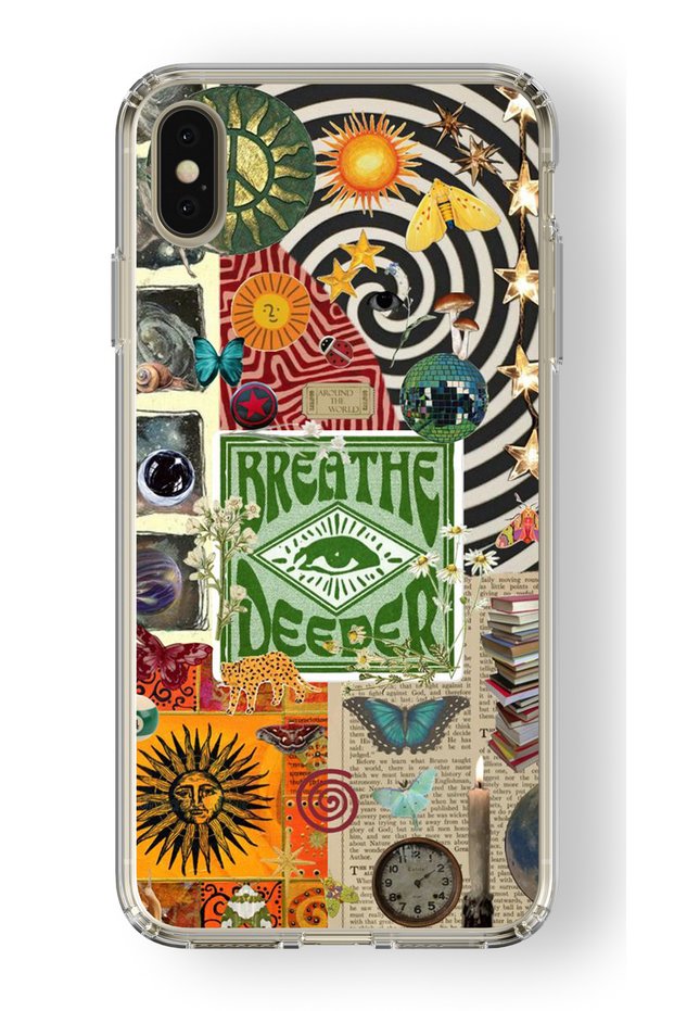 حافظة شفافة مطبوعة بتصميم Breathe Deeper Design متوافقة مع iPhone X وXs