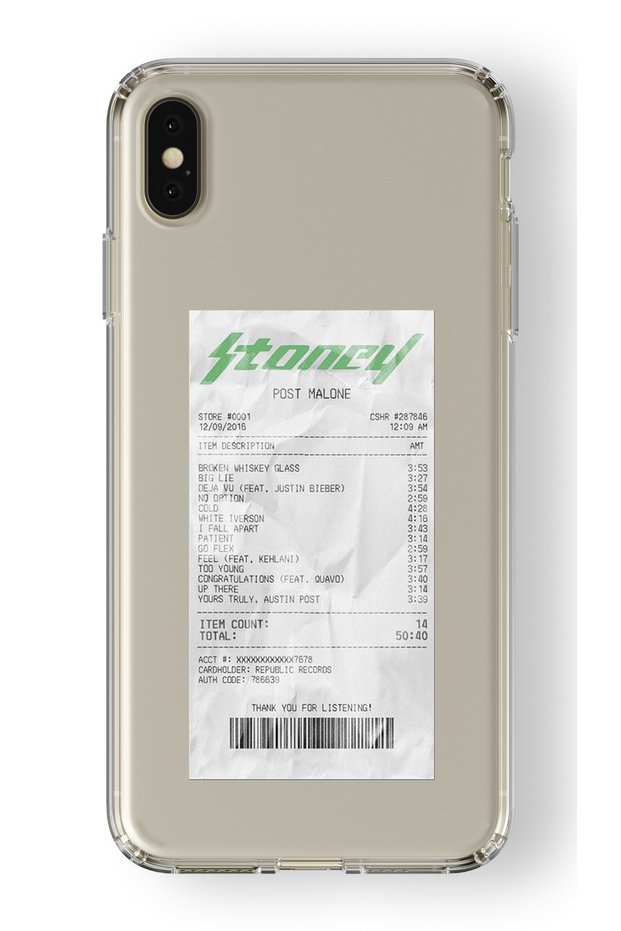 حافظة شفافة مطبوعة بتصميم ألبوم Post Malone Stoney متوافقة مع Iphone X وXs