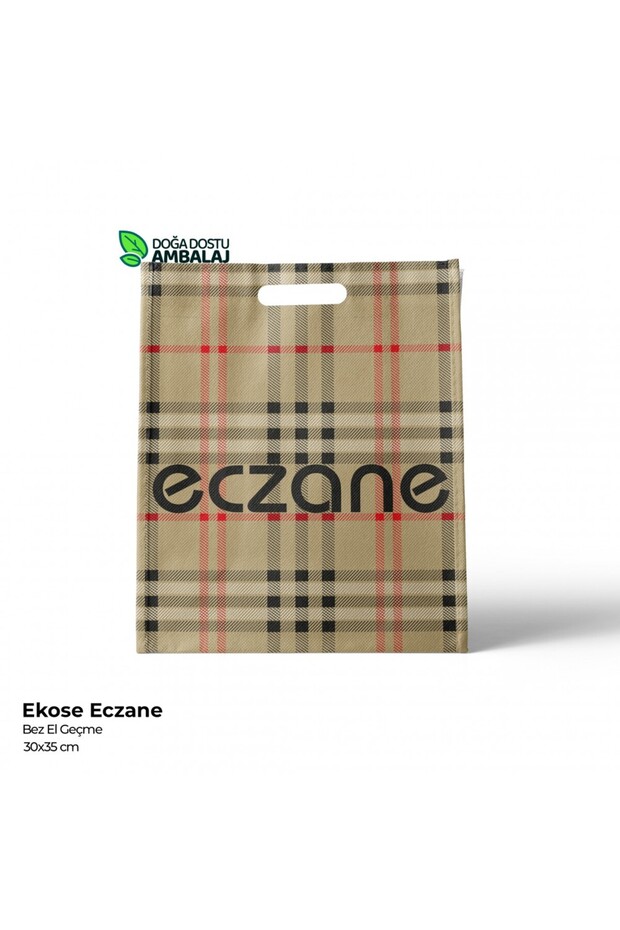 Eczane Poşeti Ekose El Geçme Eczane Çantası 30x35cm (25 Adet) - 1