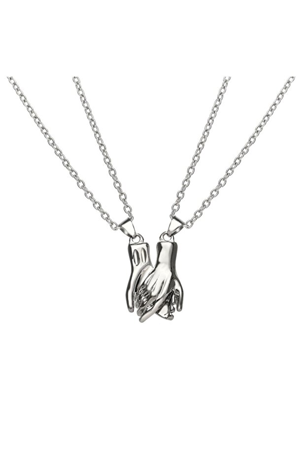 2-Piece Magnet Hand in Hand Necklace Dear Friendship Best Frends Necklace