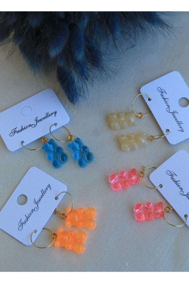 Renkli Çoklu Jelibon Ayıcık Küpe - 1