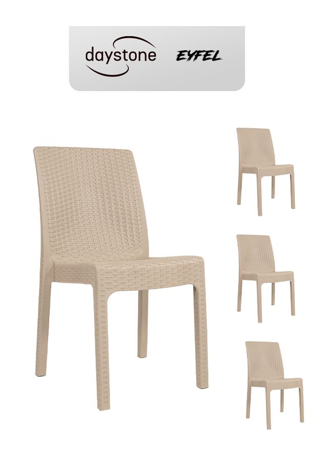4 ADET Rattan Kolsuz Eyfel Model Sandalye (Bahçe, Balkon, Teras Sandalyesi) - 2