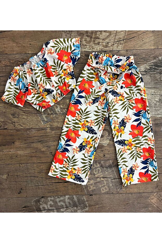 طقم منقوش بياقة مادونا - 2