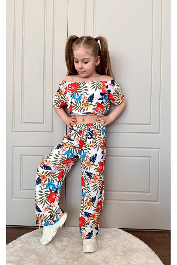 طقم منقوش بياقة مادونا - 1