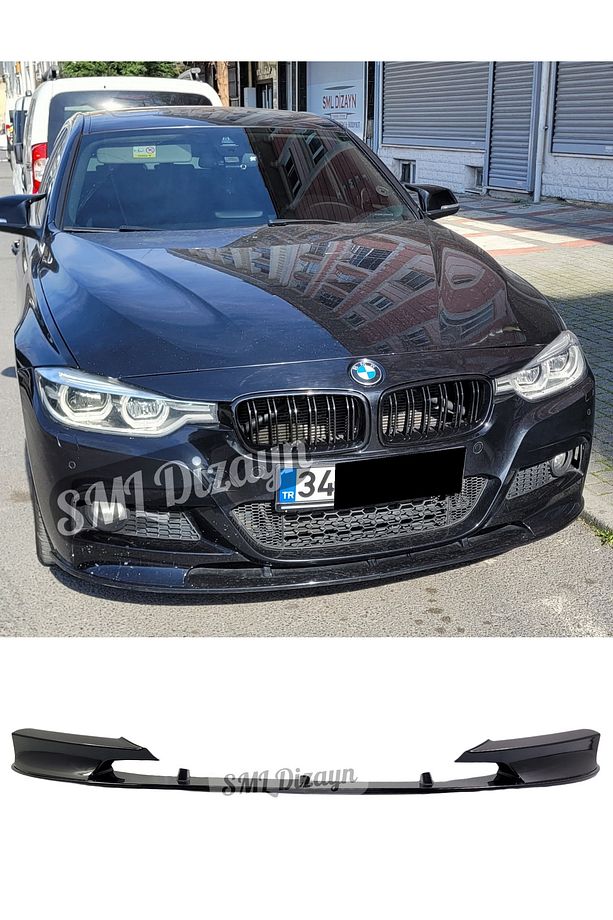 BMW F30 M Sport-Tech 2 Parça Ön Lip Flaplı Plastik F30 Ön-Tampon-Front-Bumper-Lip-Ek-Eki-Karlık - 1