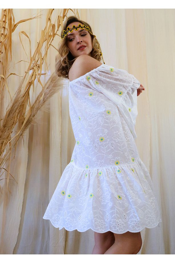 PAPATYA PAMUK FİSTO BOHO ELBİSE - 4