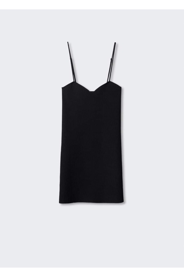 Kalp dekolteli triko elbise - 3