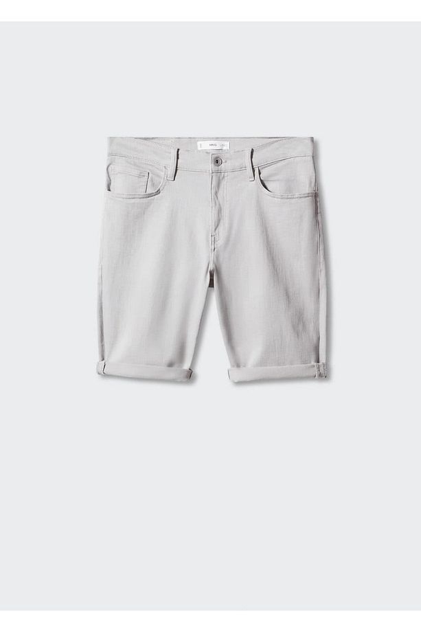 Slim fit kot bermuda şort - 3