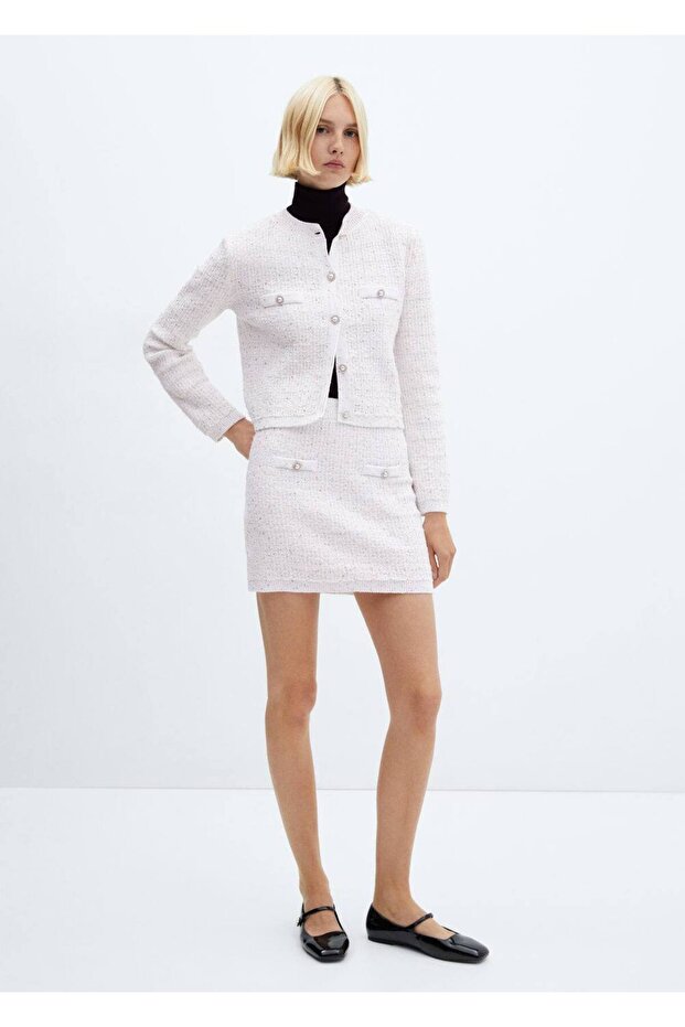 Mücevher düğmeli tüvit hırka - 2