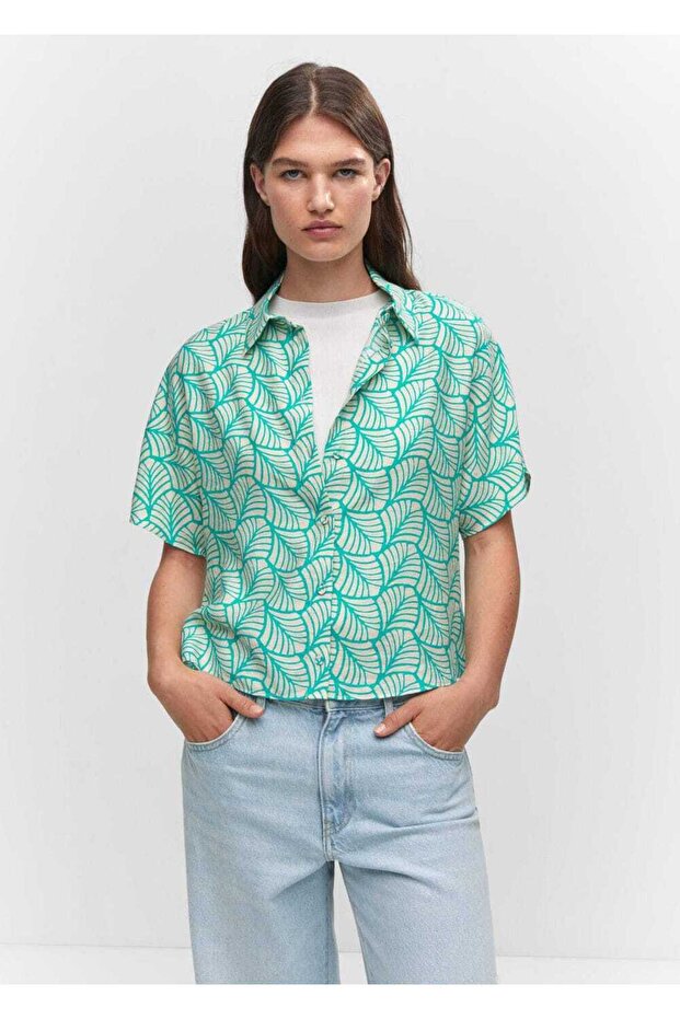 Düğmeli desenli gömlek - 1