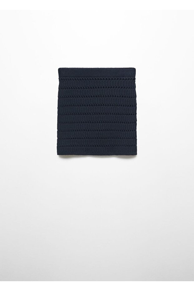 Delikli dokumalı mini etek - 3