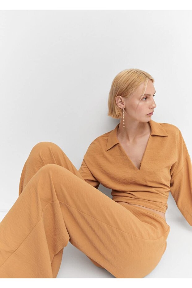 Çift gömlek yakalı bluz - 5