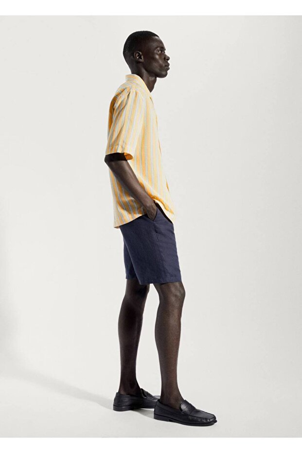 Gestreiftes Baumwoll-Leinenhemd - 5