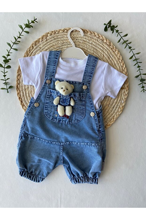 GARDENER WITH POCKET BEAR UNISEX BABY JUMPSUIT