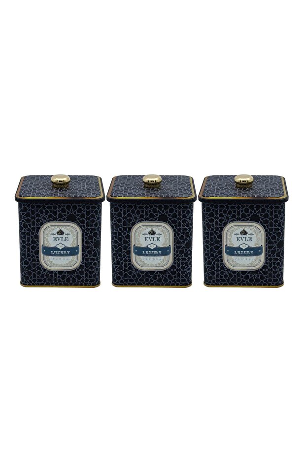 Erb22v2 Square Metal Storage Container with Knob Handle 120x120 Set of 3 - 2