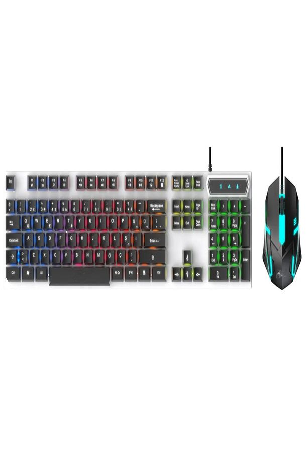 Kablolu Gaming oyuncu Klavye Mouse Mousepad Set Mouse Pad Gamer Işıklı - 3