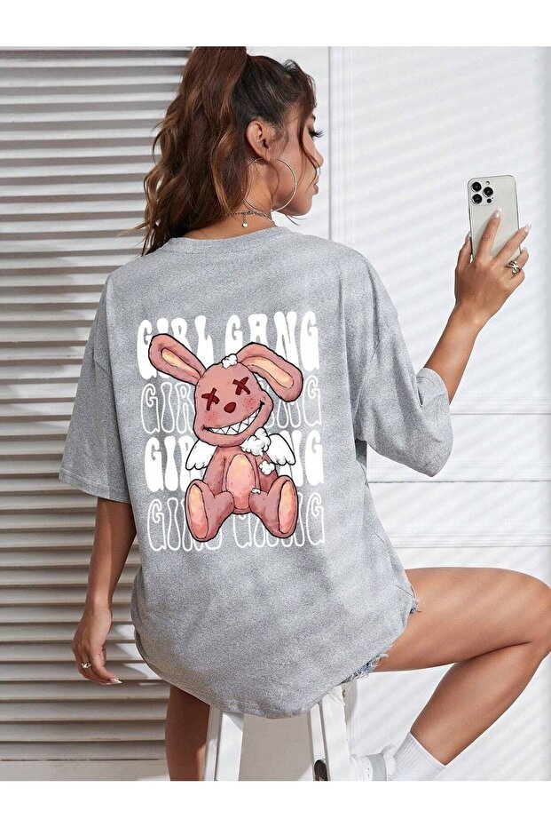 Girl Gang Printed Oversize T-shirt Casual Boyfirend