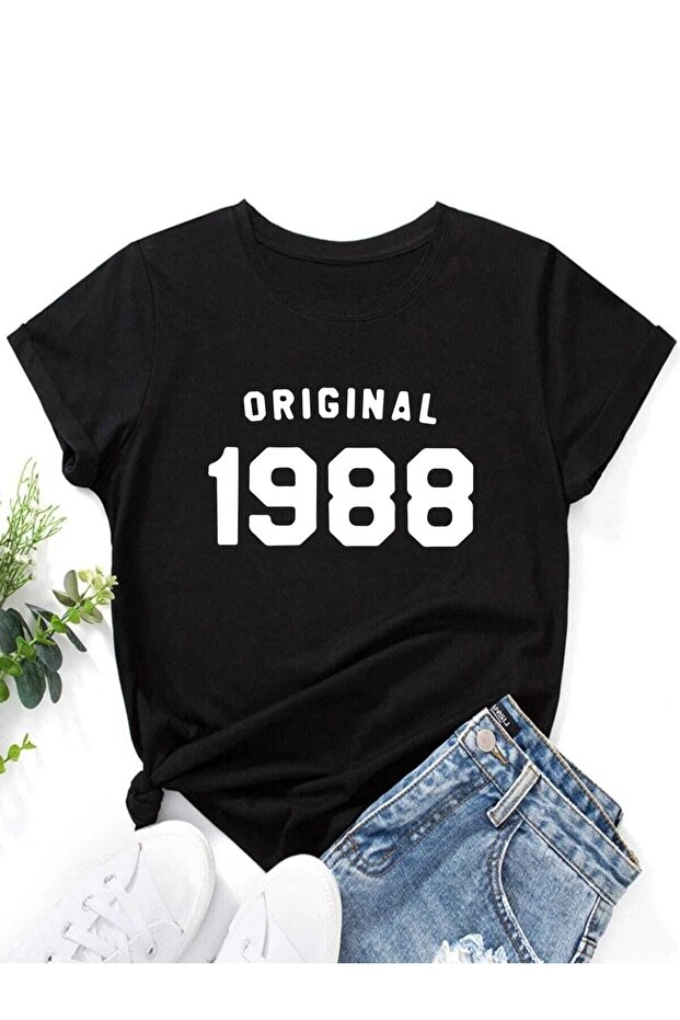 1988 تي شيرت مطبوع كبير الحجم كاجوال Boyfirend
