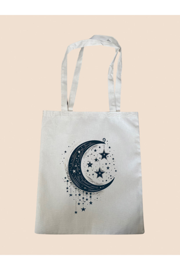 Adjacent Stars with Moon Printed Cloth Bag - Large Size Women's Shoulder Bag