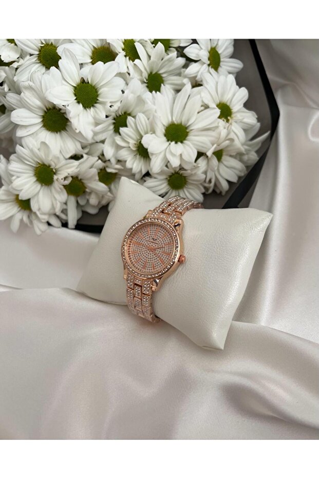 Rose Color Stone Women's Wristwatch