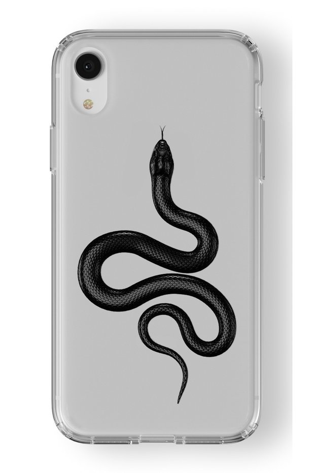 حافظة شفافة مطبوعة بتصميم ثعبان أسود متوافقة مع هاتف Iphone XR