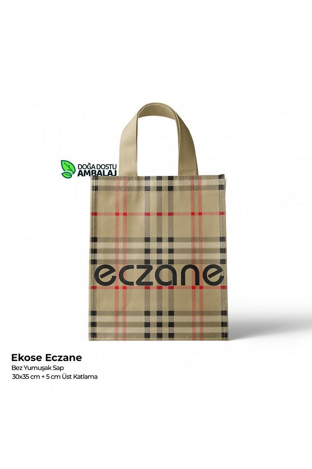 Eczane Poşeti Ekose Yumuşak Saplı Eczane Çantası 30x35cm (25 Adet) - 1