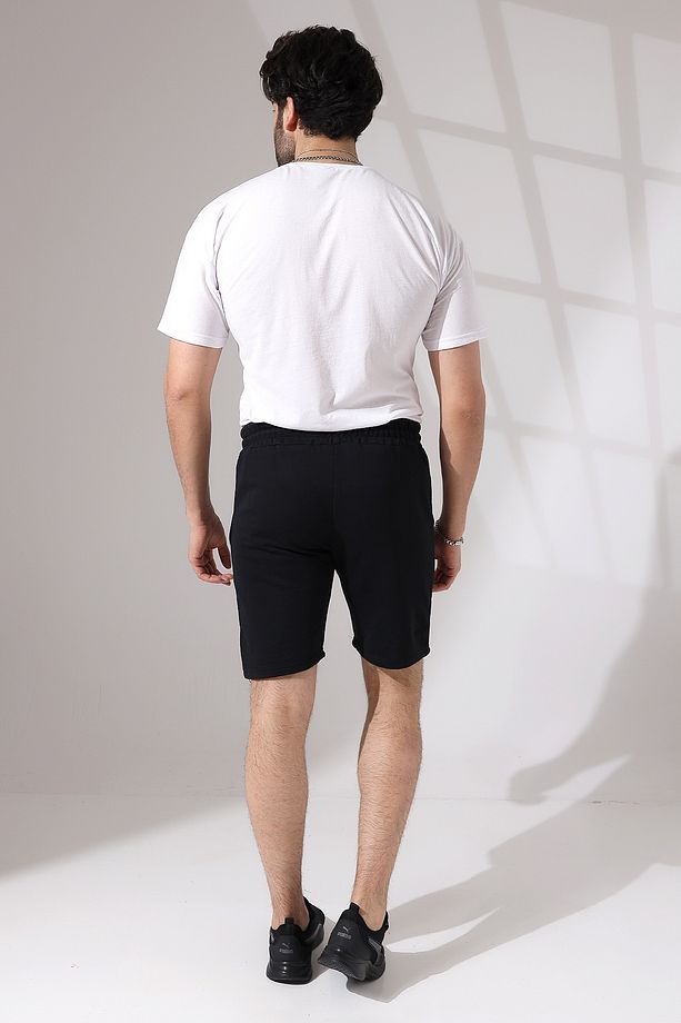 Erkek Regular Fit Siyah Pamuklu Yazlık Şort - 4