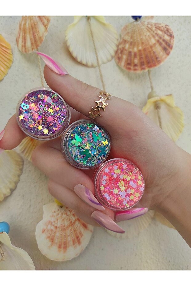 Glitter Gel Eyeshadow 3-Piece Set with Shimmering Glitter