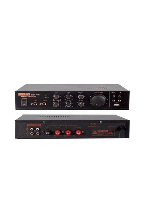 NOT PA-80 Amfi 80W Trafolu 2 Mikrofon Girişli USB+ Bluetooth - 1